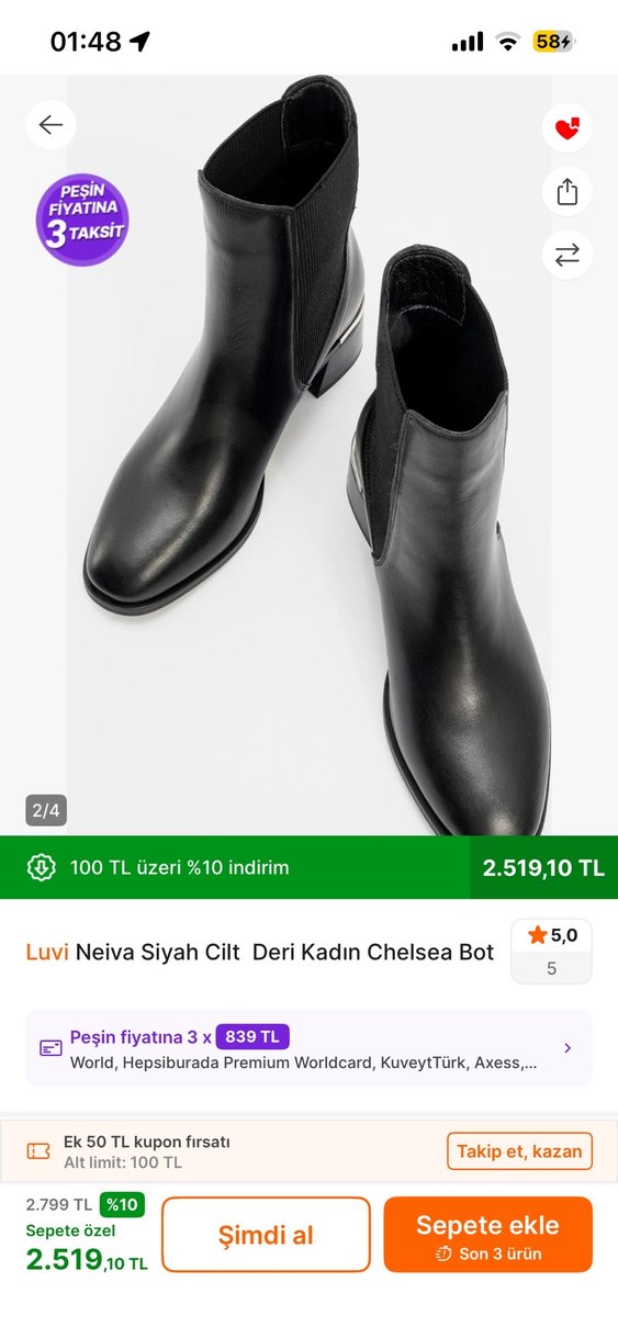 Luvi Neiva Siyah Deri Chelsea Bot - Görsel 2