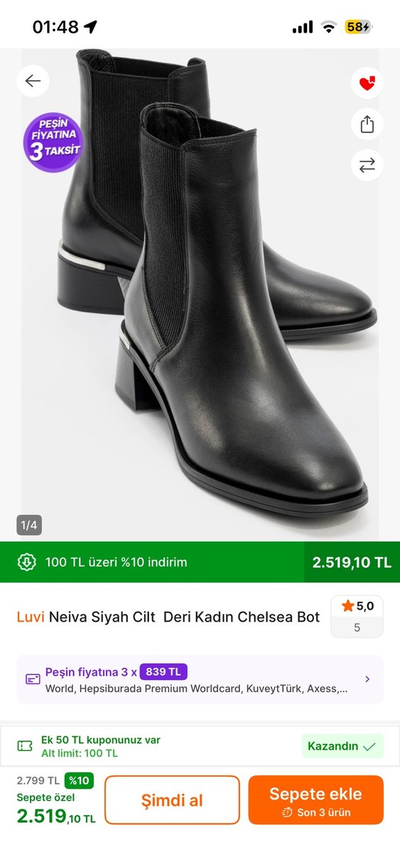 Luvi Neiva Siyah Deri Chelsea Bot - Görsel 4