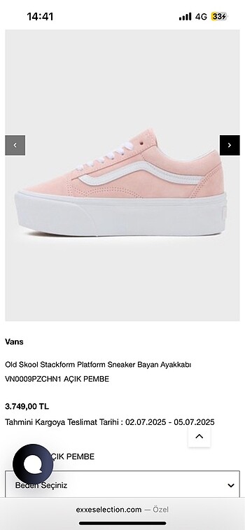 36 Beden Spor ayakkabı vans