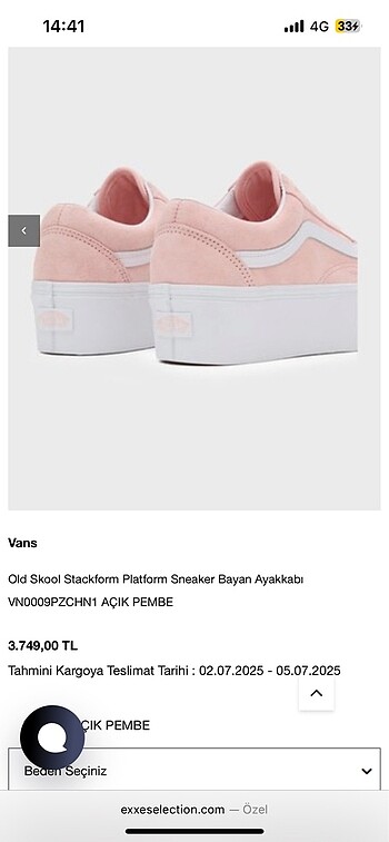36 Beden pembe Renk Spor ayakkabı vans