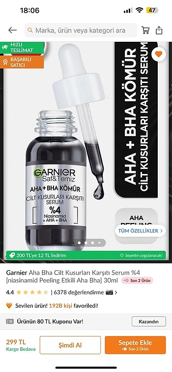 Garnier aha + bha serum