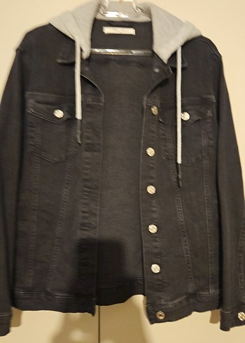 m Beden siyah Renk Siyah Kapüşonlu Kadın Denim Ceket