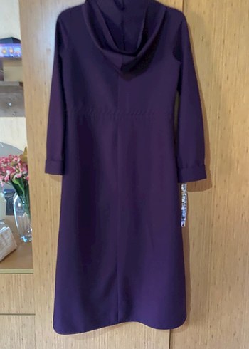 Kadın Mor Fermuarlı Kapüşonlu Spor Pardesü - Görsel 3