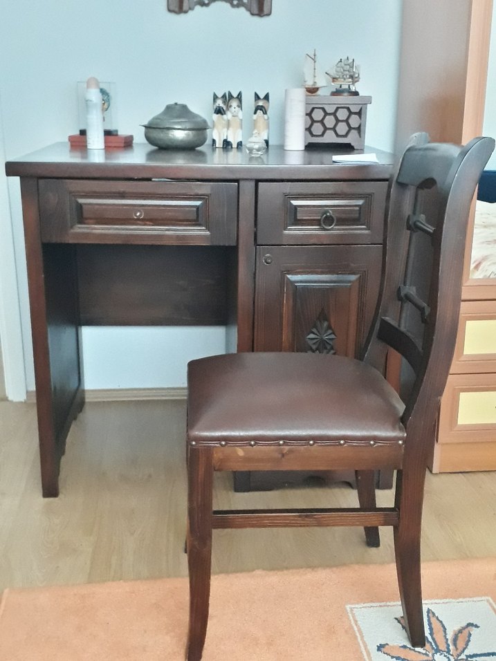 Koyu Kahverengi Çalışma/ Bilgisayar Masası ve Sandalyesi - Görsel 2