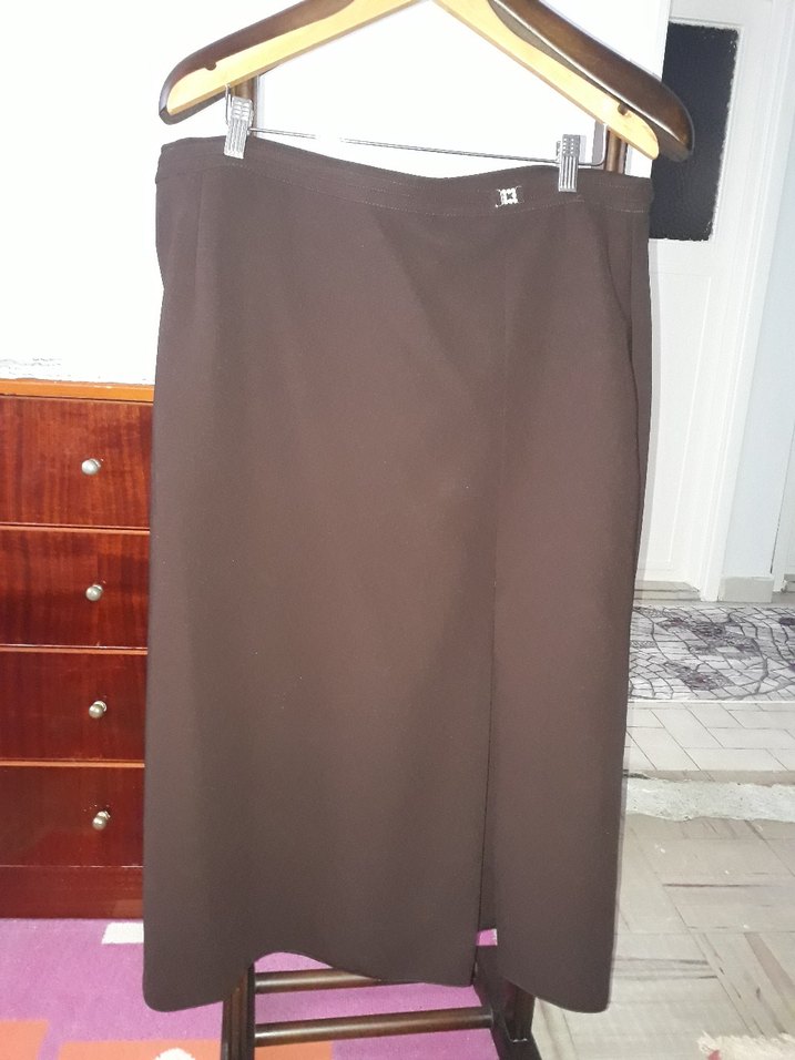 Kahverengi Uzun Kemerli Pileli Etek - Görsel 2