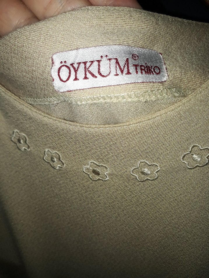 Bej Pamuklu Uzun Kollu Kadın Bluz - Görsel 3