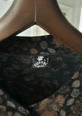 Düğmeli Kahverengi Desenli Kadın Bluz - Görsel 4