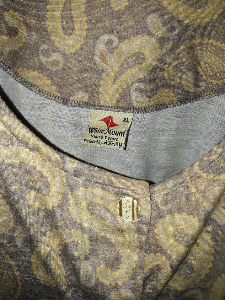 Düğmeli Gri Vintage Bluz - Görsel 3