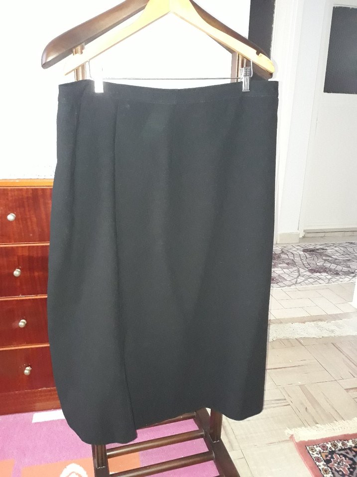 Siyah Midi Kumaş Etek - Görsel 2