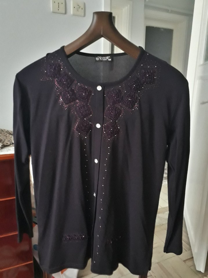 Mor İşlemeli Uzun Kollu Triko Bluz - Görsel 4