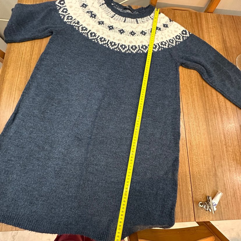 Nakışlı Gri Bohem Triko  Elbisesi - Görsel 3