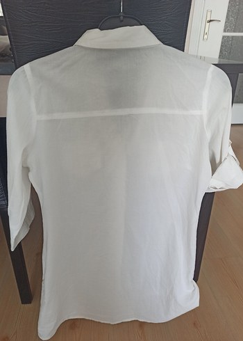 cocuk Beyaz Keten Düğmeli Gömlek - Görsel 3