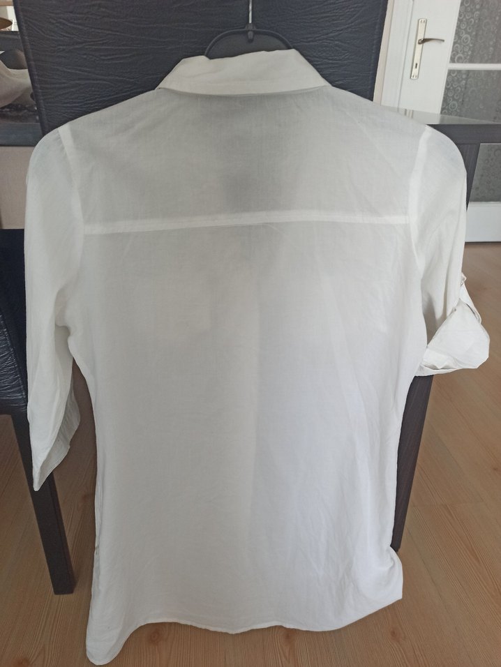 cocuk Beyaz Keten Düğmeli Gömlek - Görsel 3