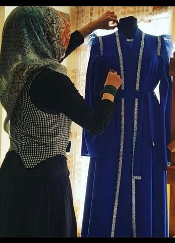 Tesettür abiye abaya kimono takım 