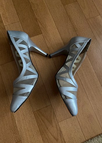 Beyaz  Stiletto Topuklu Kadın Abiye Ayakkabı - Görsel 3