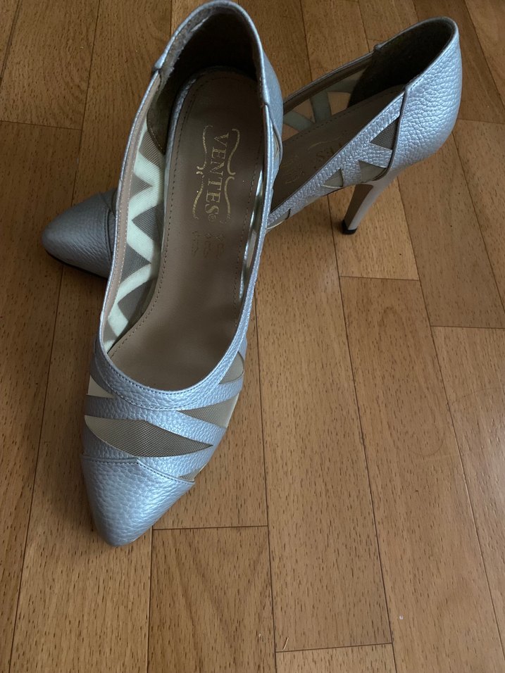 Beyaz  Stiletto Topuklu Kadın Abiye Ayakkabı - Görsel 5