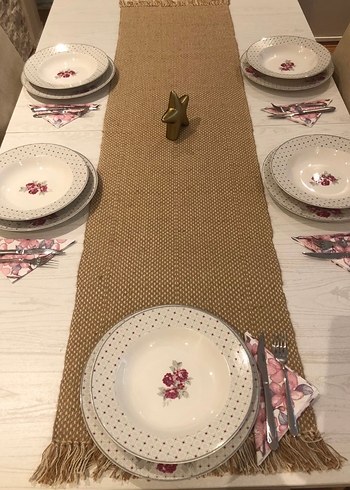 Pembe Çiçekli Tabak 15 adet - Görsel 5