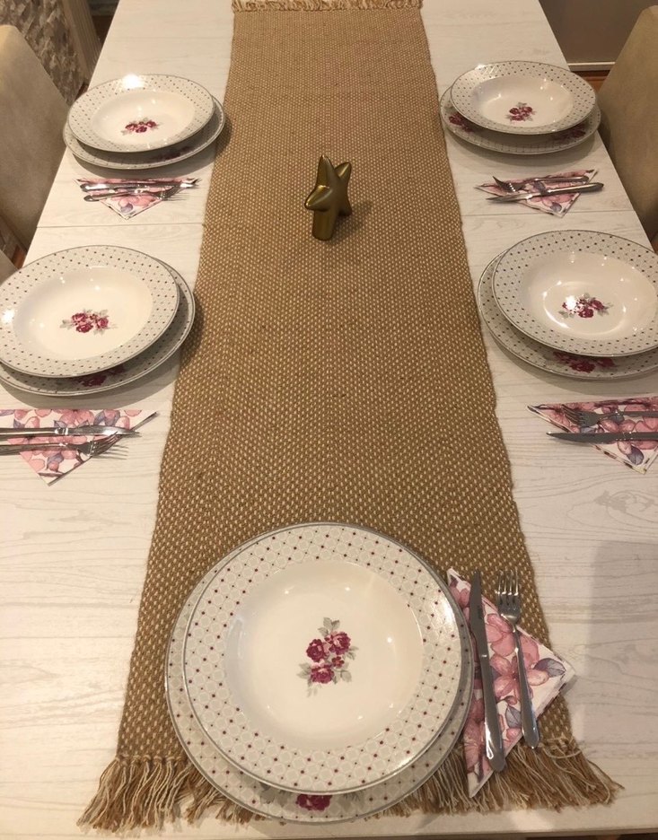 Pembe Çiçekli Tabak 15 adet - Görsel 5