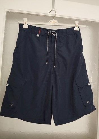 Navy Koyu Renkli Bol Kesim Kısa Şort