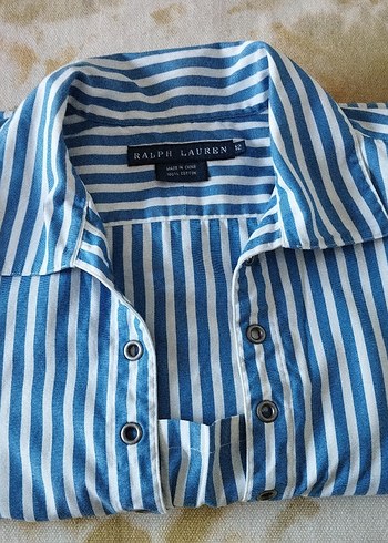 Ralph Lauren Mavi Çizgili Kısa Kollu Erkek Gömlek