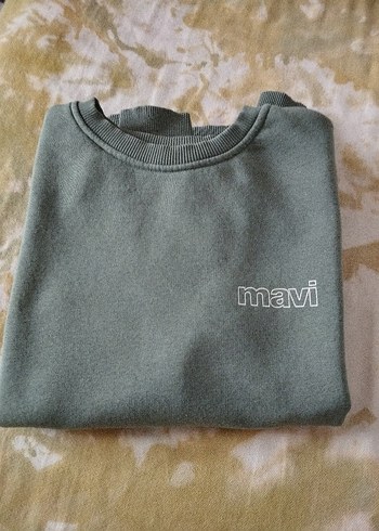 Mavi Baskılı Örgü Sweatshirt