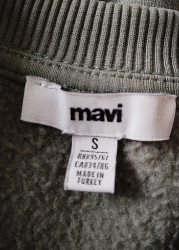 m Beden Mavi Baskılı Örgü Sweatshirt