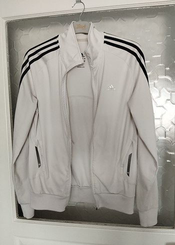 Beyaz Adidas Fermuarlı Spor Ceket - Görsel 9