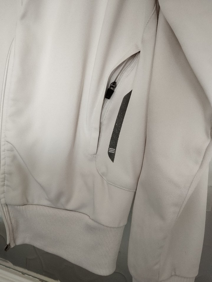 Beyaz Adidas Fermuarlı Spor Ceket - Görsel 5