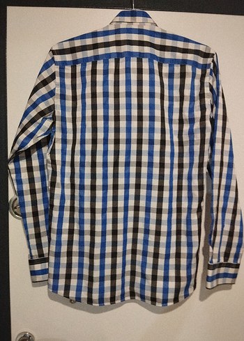 Erkek Mavi Kareli Uzun Kollu Gömlek - Görsel 2