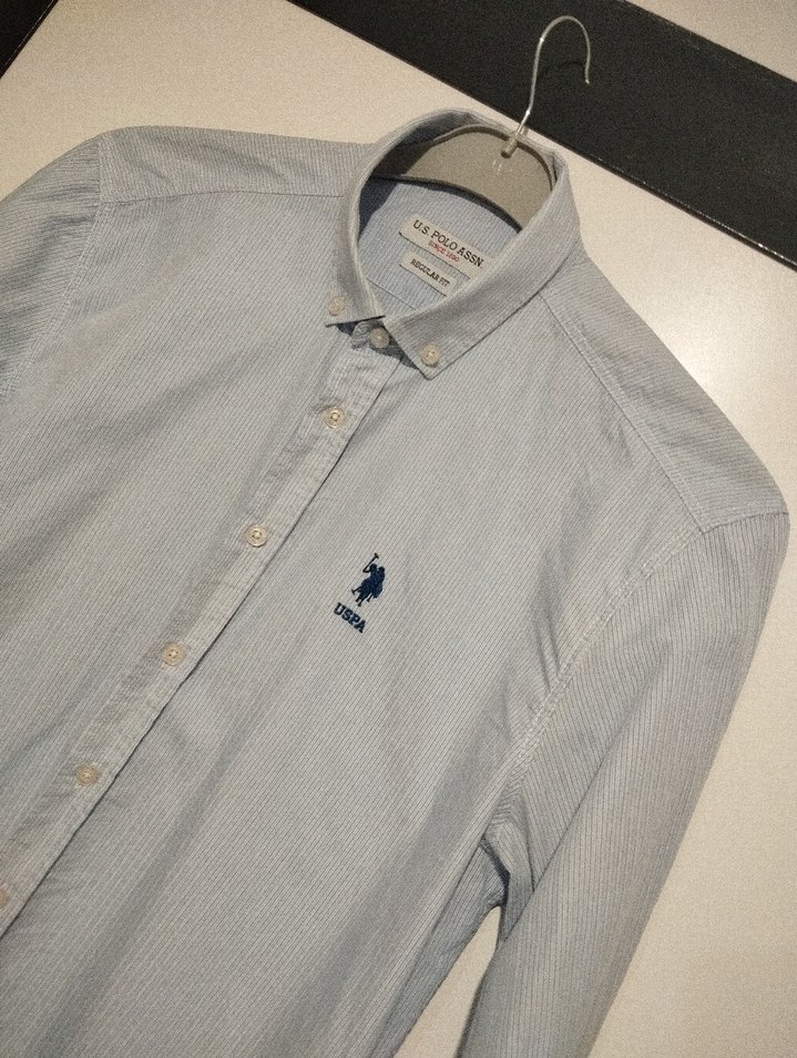 Gri Erkek Uzun Kollu Polo Yaka Gömlek - Görsel 3