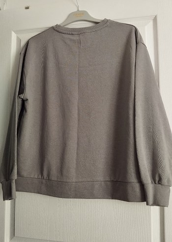 xl Beden Gri Baskılı Kemerli Kadın Sweatshirt