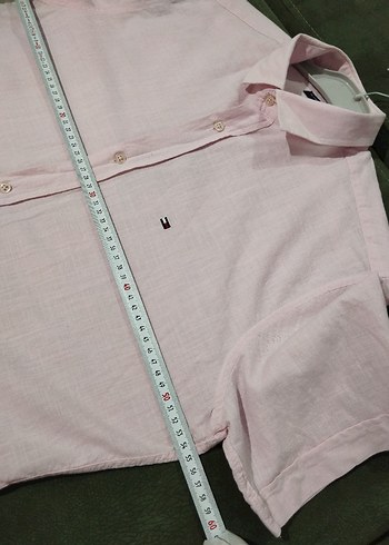 xl Beden Pembe Kısa Kollu Keten Erkek Gömlek