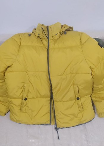Sarı Fermuarlı Kadın Kışlık Mont