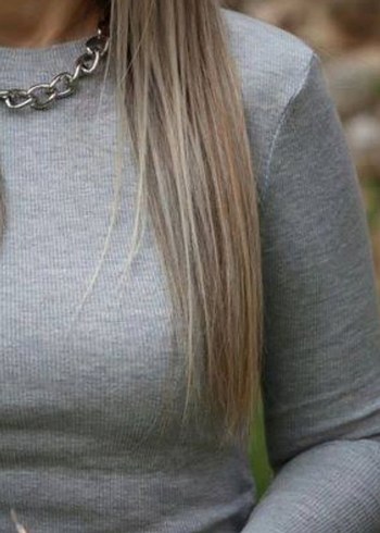 Gri Mini Triko Elbise Uzun Kollu - Görsel 7