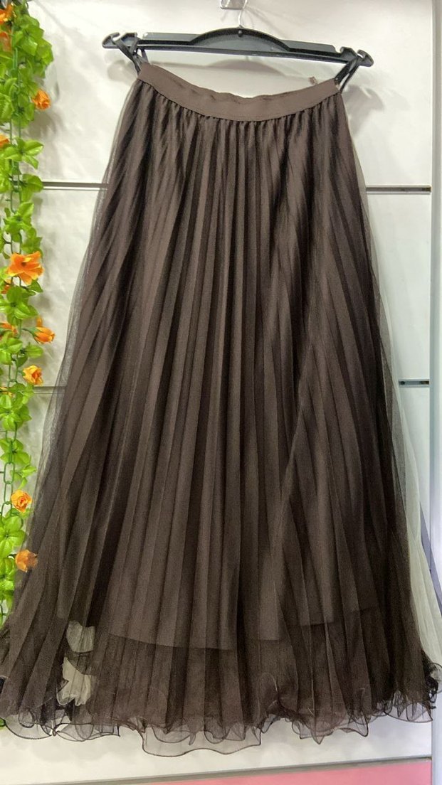 Beyaz Piliseli Uzun Etek - Görsel 5