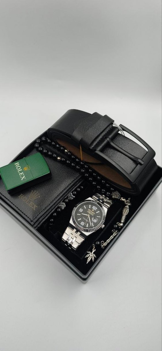 Altın Renkli Modern Klasik Erkek Saati Seti - Görsel 5