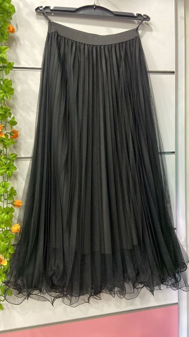 Gri Pilili Uzun Kadın Etek - Görsel 4