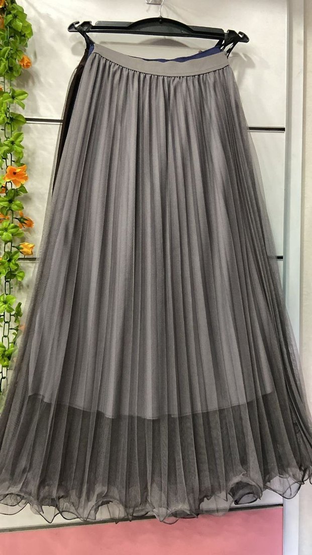 Kadın Kahverengi Pileli Uzun Etek - Görsel 4