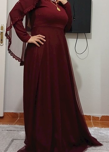 Bordo Uzun Abiye - Görsel 2