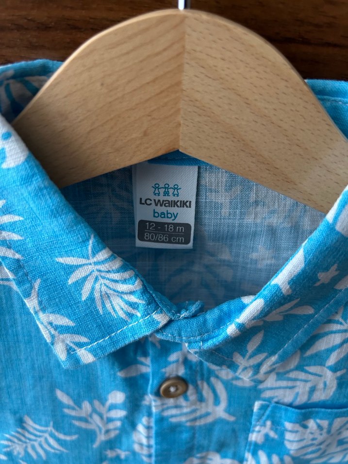 Mavi Pamuklu Kısa Kollu Erkek Gömlek - Görsel 2