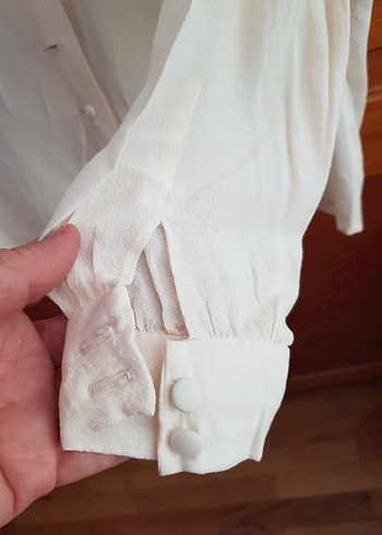 40 Beden Beyaz iş, saf ipek, V Yakalı Beyaz Kadın bluz