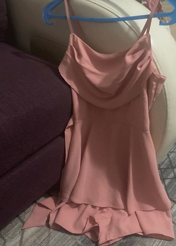 Pembe Mini Drapeli Straplez Tulum