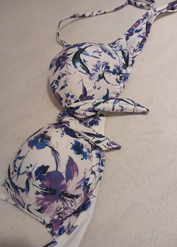 Mor Desenli Bohem Strappy Bikini Üstü - Görsel 6