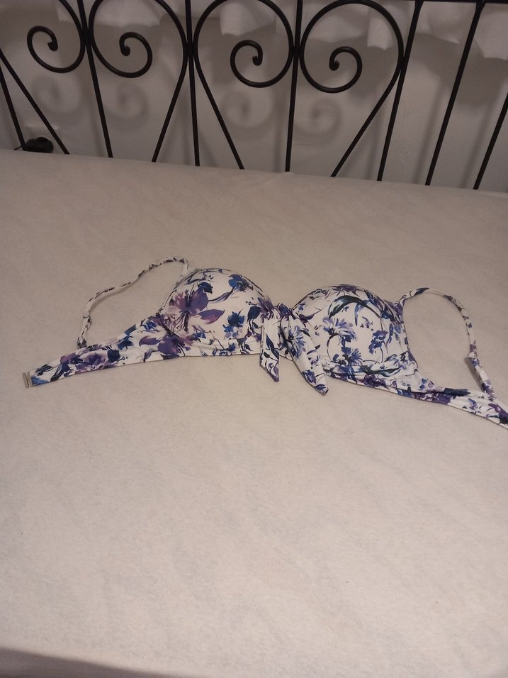 Mor Desenli Bohem Strappy Bikini Üstü - Görsel 5