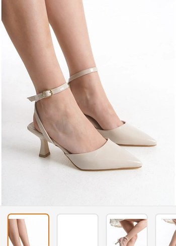 Bej Stiletto Topuklu Kadın Ayakkabı
