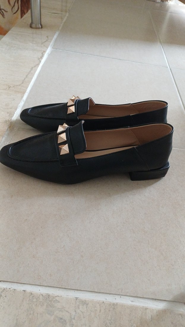 Siyah Deri Tokalı Blok Topuklu Kadın Babet - Görsel 3