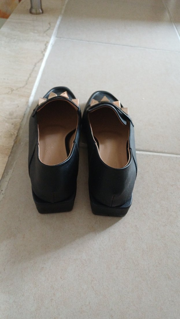 Siyah Deri Tokalı Blok Topuklu Kadın Babet - Görsel 2