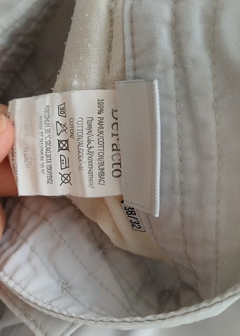 38 Beden gri Renk Düğmeli Bej Kadın Kumaş Pantolon
