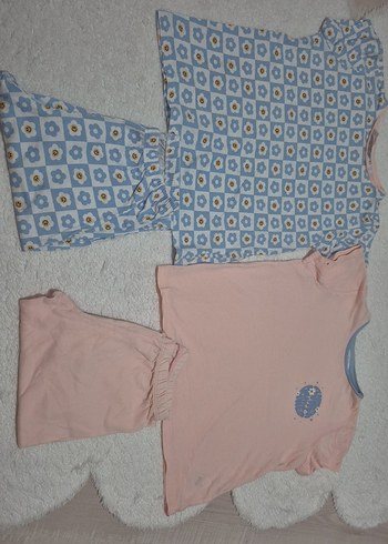 Kız Çocuk Pembe Çiçek Desenli Kısa Kollu Pijama