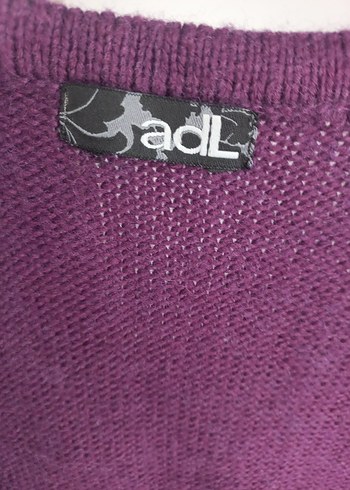 Mor V Yaka Düğmeli Triko Hamile Elbisesi - Görsel 6